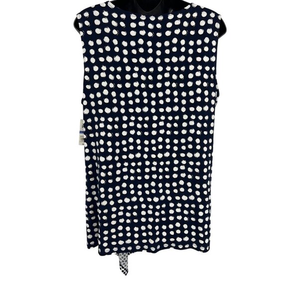 Alfani Women XL Extra Large Blue White Polka Dot Sleeveless Top Blouse NWT New - Picture 7 of 10